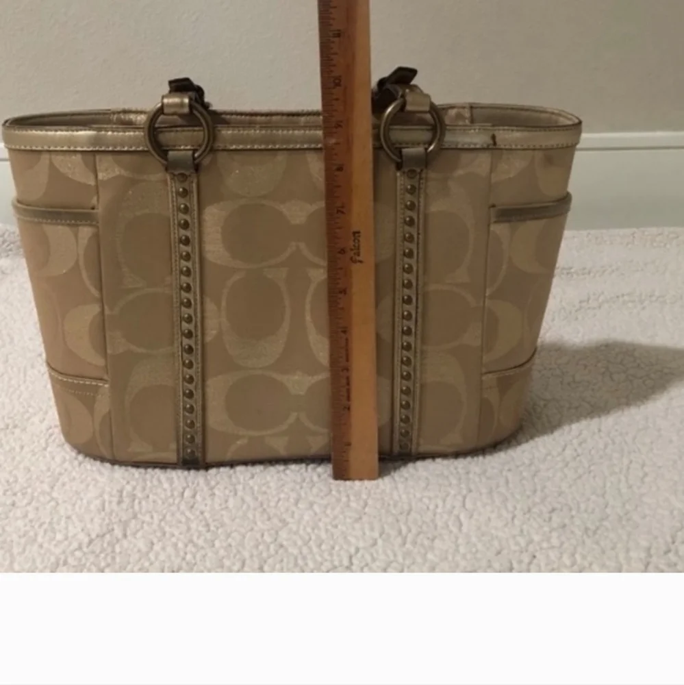 Coach Gold Signature Gallery Tote Bag With Studs